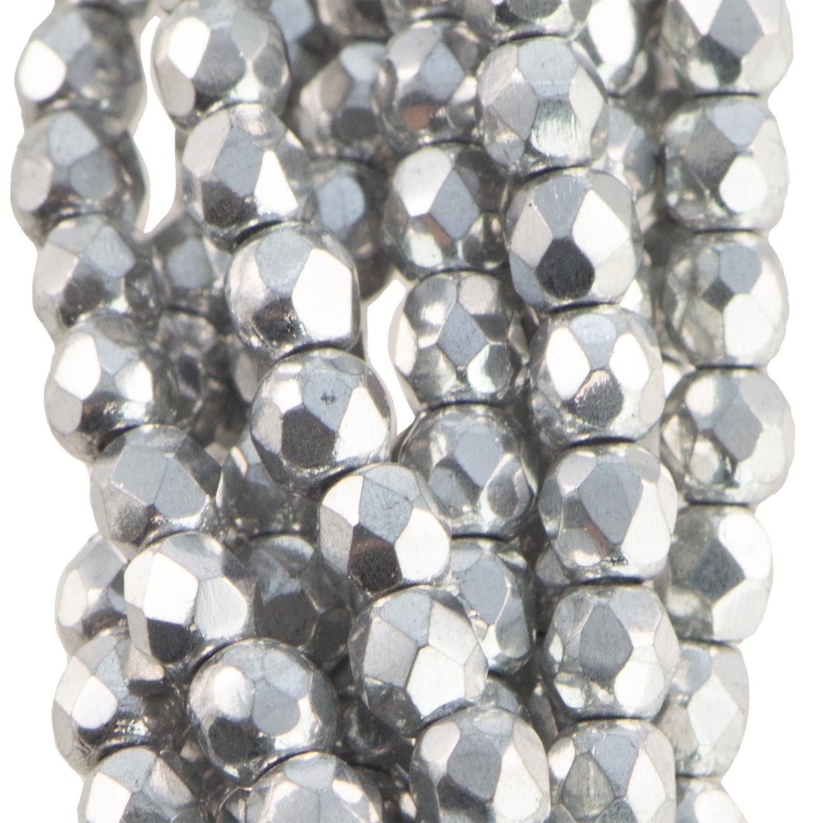 3mm Silver Czech Firepolish Glass Beads (50)