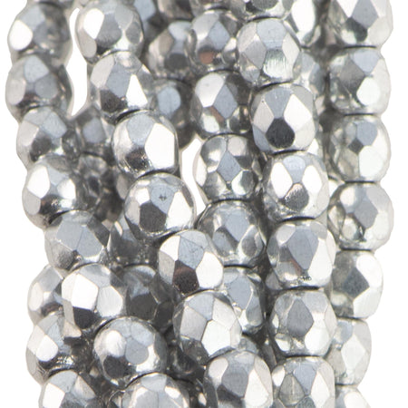 3mm Silver Czech Firepolish Glass Beads (50)