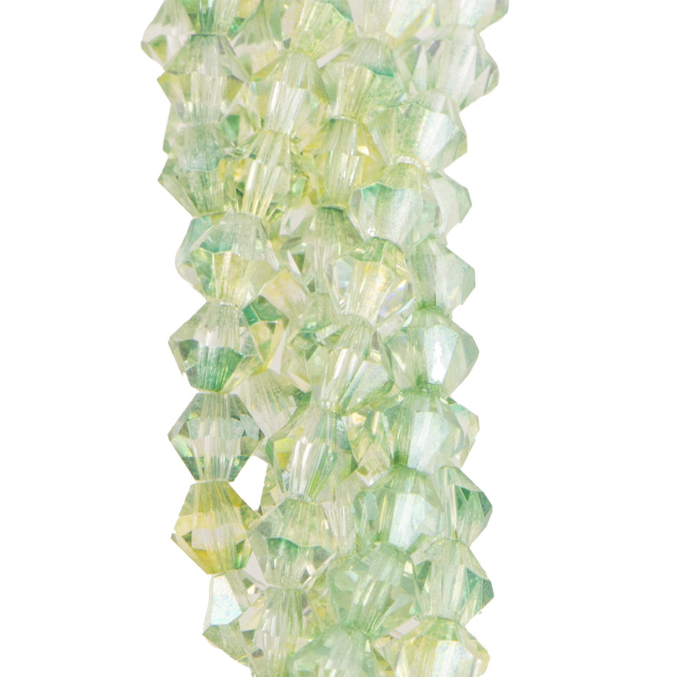 4mm Luster Peridot Jonquil Czech Faceted Bicone Glass Beads (50)