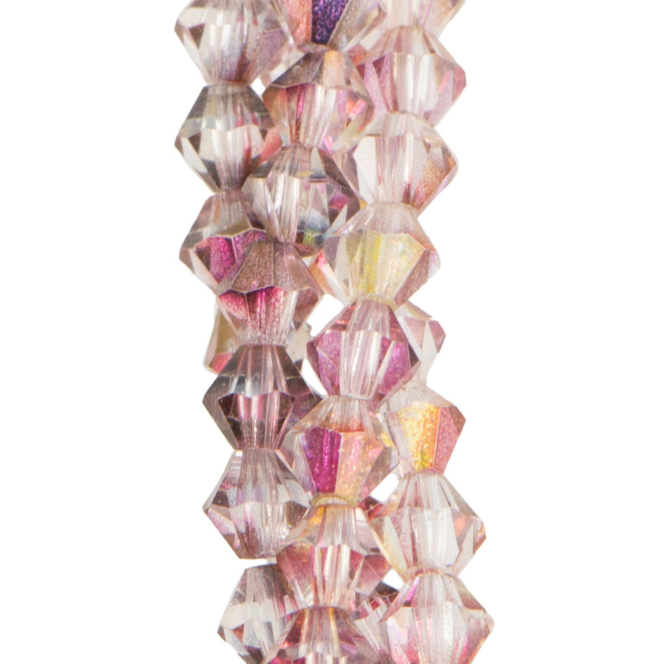 4mm Luster Smoky Rose Gold Czech Faceted Bicone Glass Beads (50)