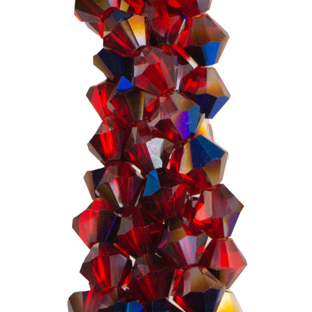 4mm Blue Iris Siam Ruby Czech Faceted Bicone Glass Beads (50)