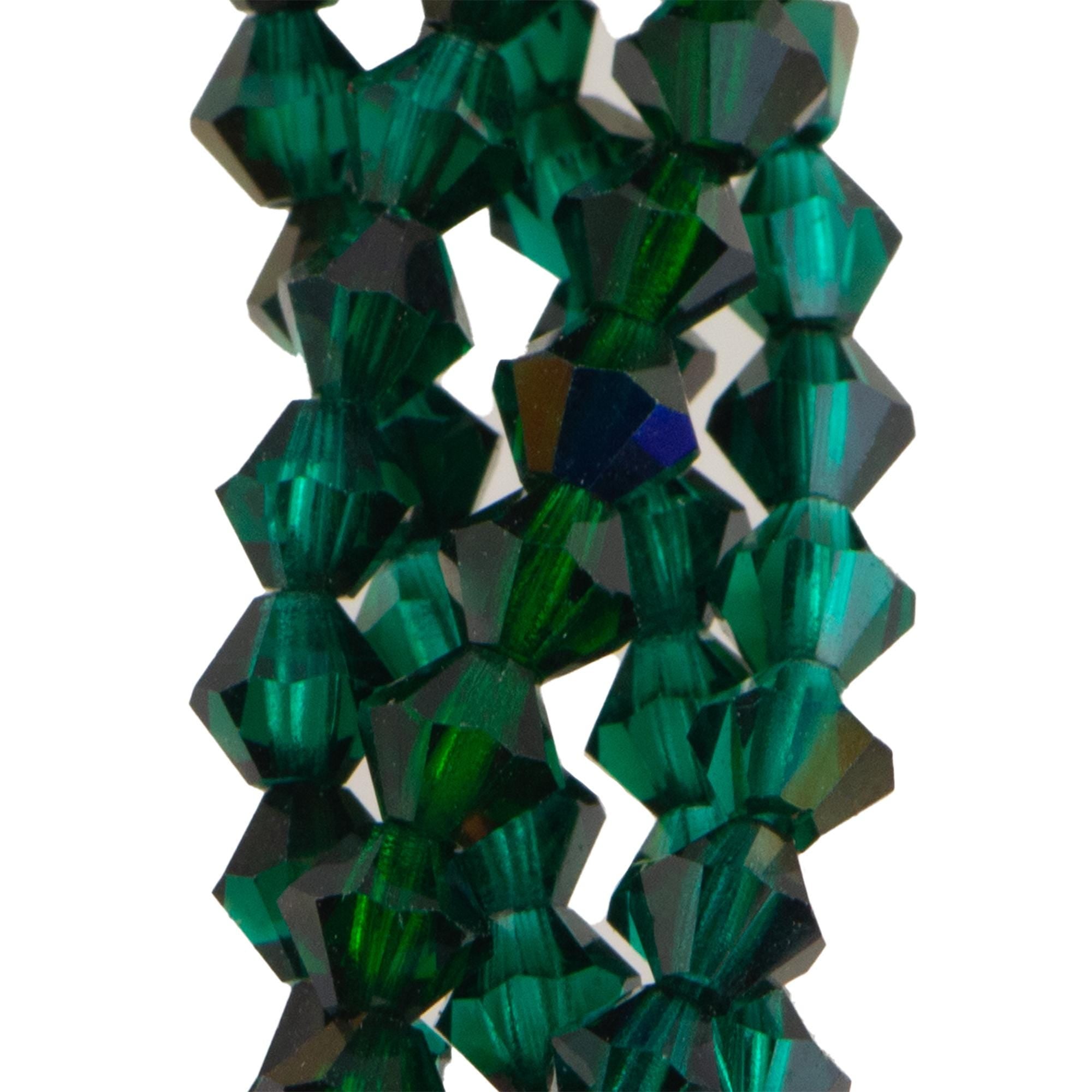 4mm Purple Iris Emerald Czech Faceted Bicone Glass Beads (50)