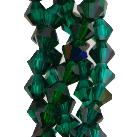 4mm Purple Iris Emerald Czech Faceted Bicone Glass Beads (50)