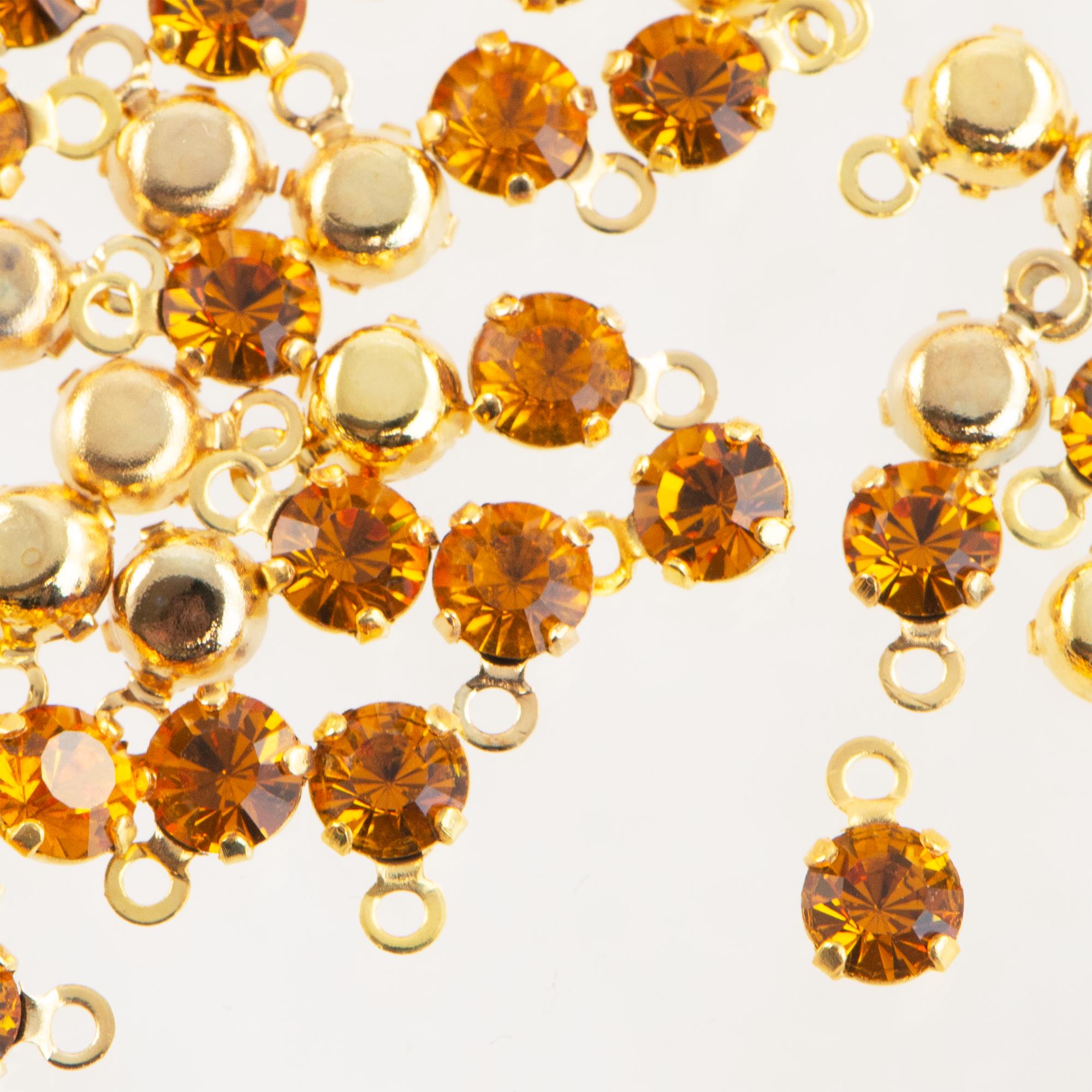 19ss Topaz Faceted Glass Round Stone in 1 Loop Gold Setting (8)