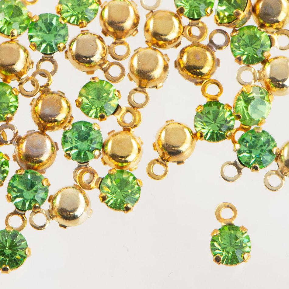 19ss Peridot Faceted Glass Round Stone in 1 Loop Gold Setting (8)