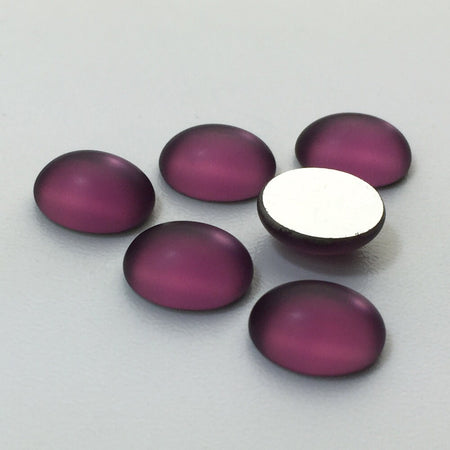 Vintage Matte Amethyst Glass Cabochons 10x8mm (6) cab869H