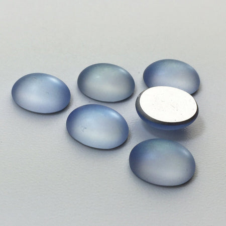 Vintage Matte Light Sapphire Blue Glass Cabochons 10x8mm (6) cab869A