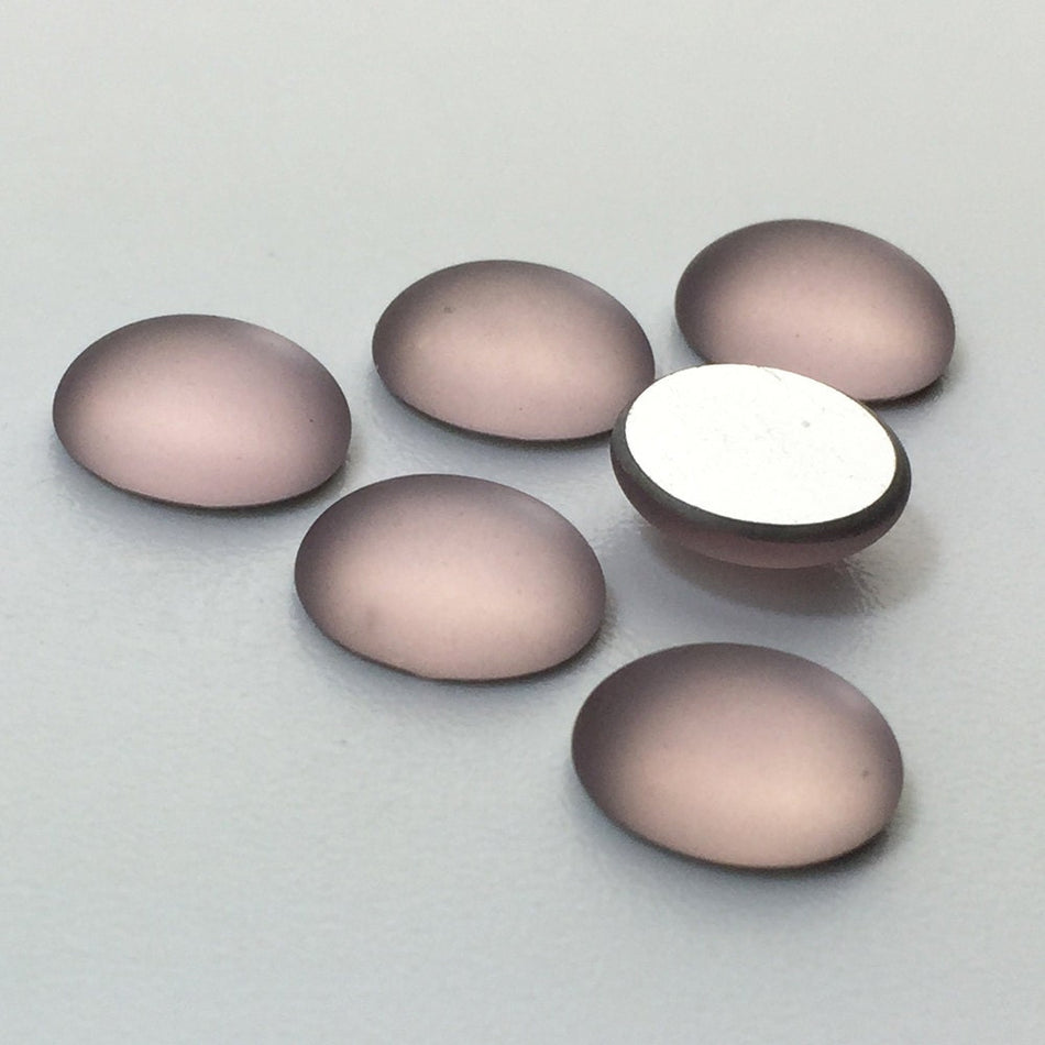 Vintage Matte Light Amethyst Glass Cabochons 10x8mm (6) cab869B