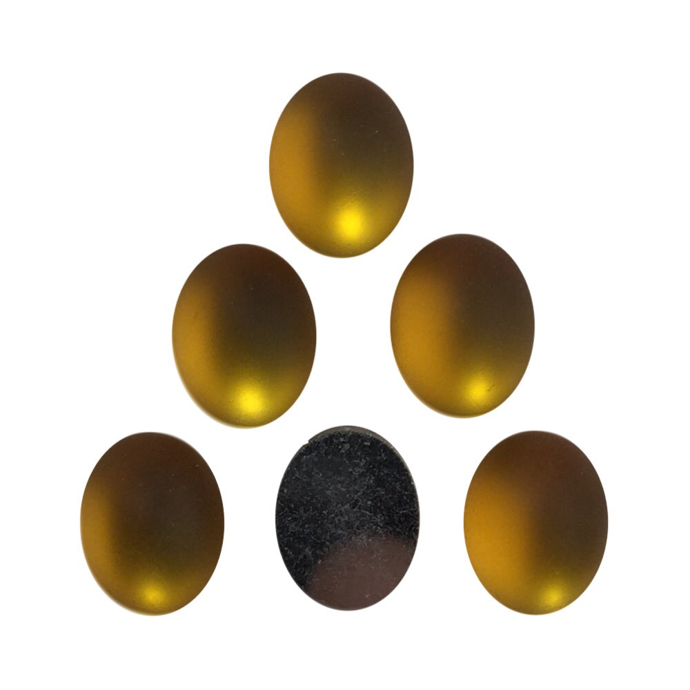 Vintage Matte Topaz Glass Cabochons 10mm x 8mm (6) cab869C