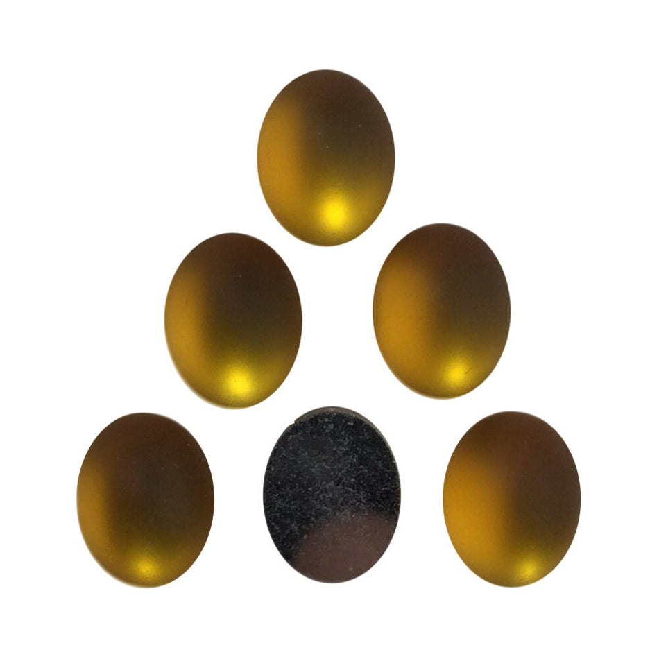 Vintage Matte Topaz Glass Cabochons 10mm x 8mm (6) cab869C