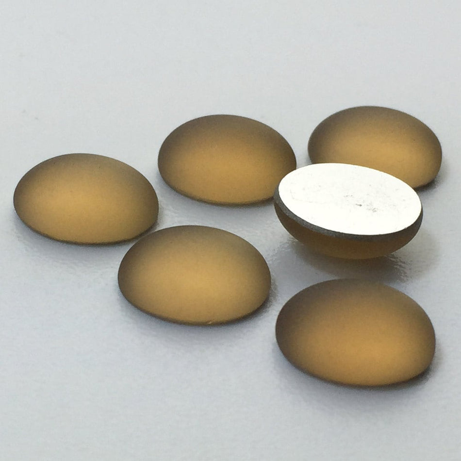Vintage Matte Smoke Topaz Glass Cabochons 10mm x 8mm (6) cab869D