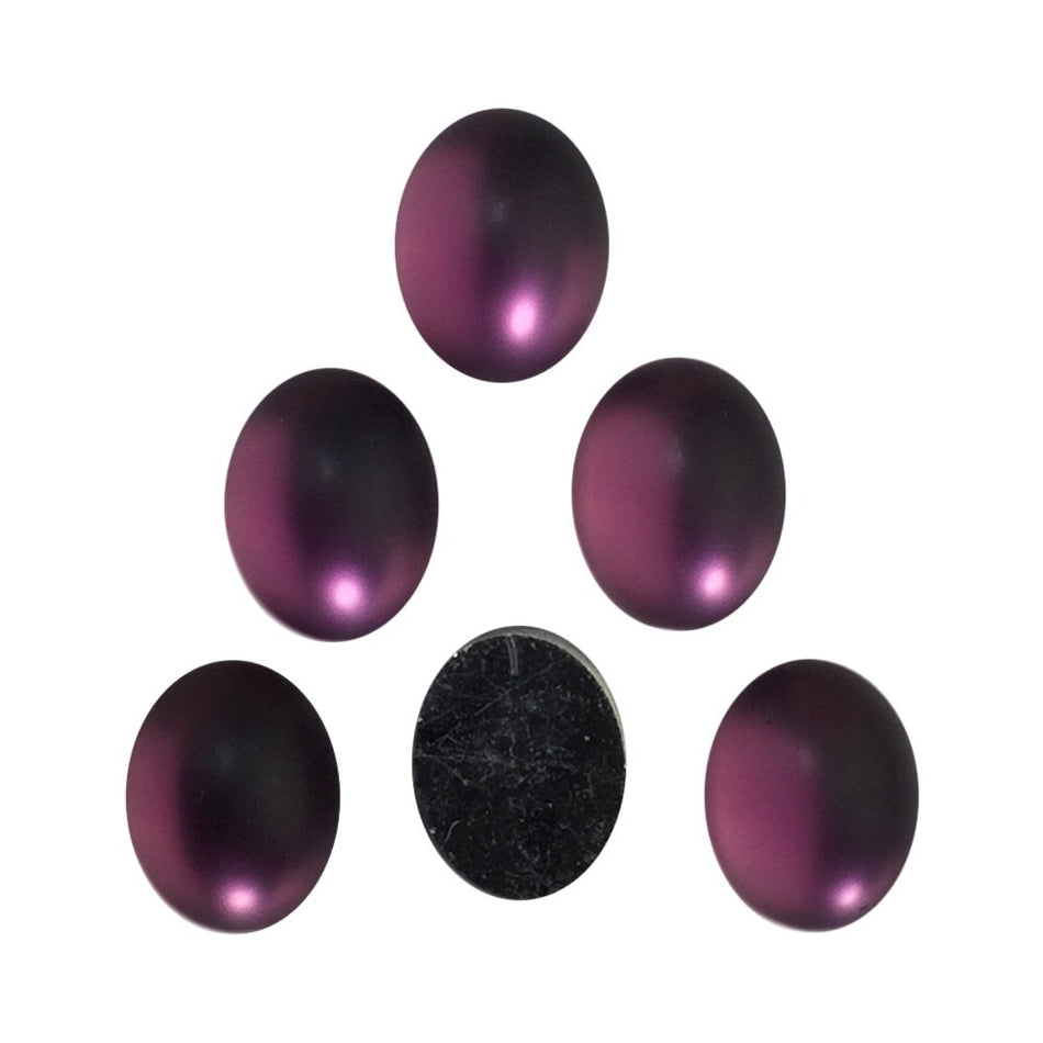 Vintage Matte Amethyst Glass Cabochons 10x8mm (6) cab869H