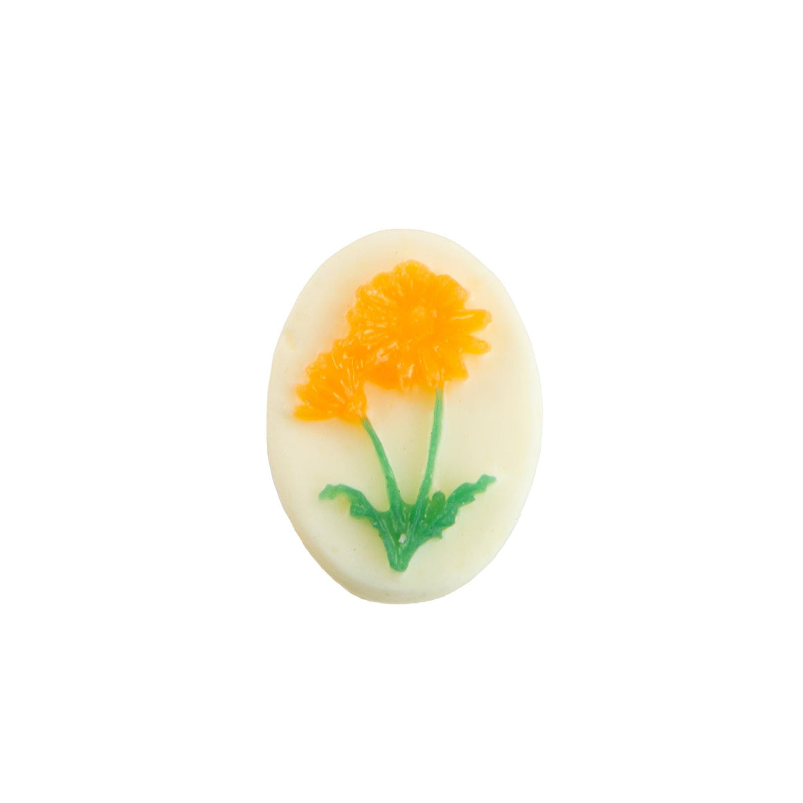 14x10mm Orange Daisy Flower Acrylic Oval Cameos (4)