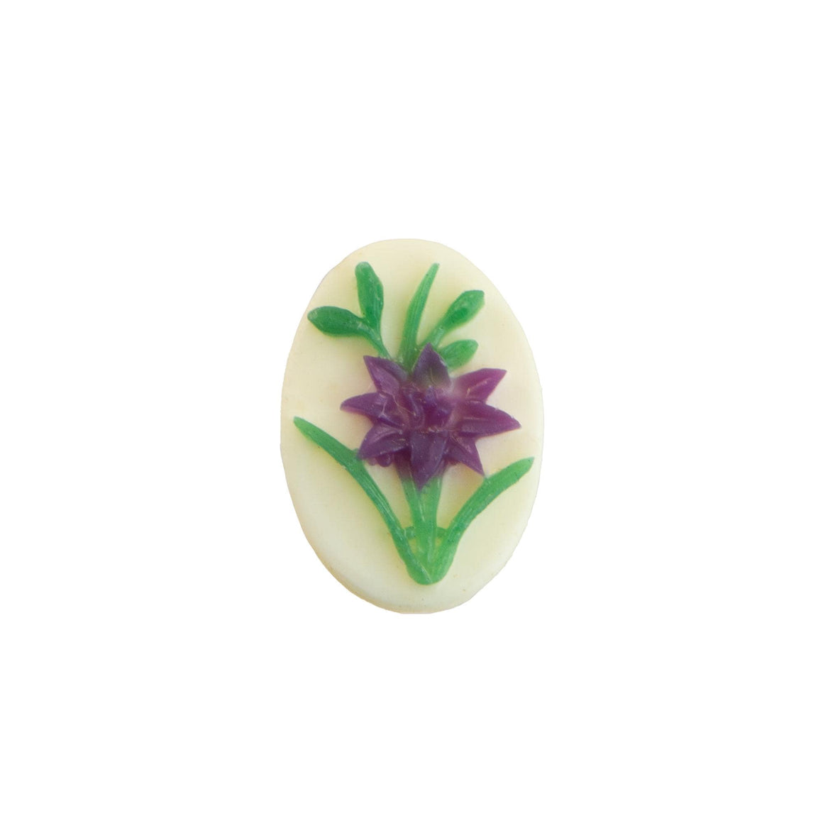 14x10mm Purple Clematis Flower Acrylic Oval Cameos (4)