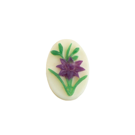 14x10mm Purple Clematis Flower Acrylic Oval Cameos (4)