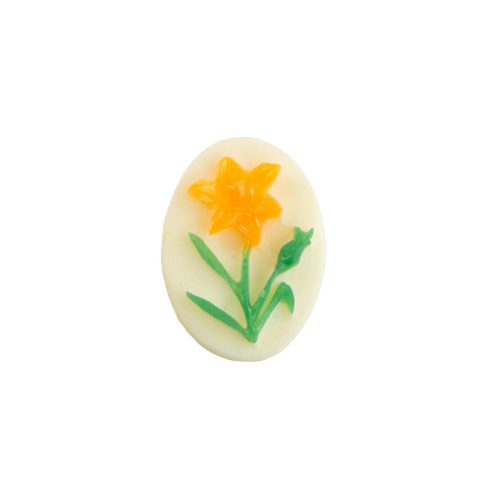 14x10mm Orange Lily Flower Acrylic Oval Cameos (4)
