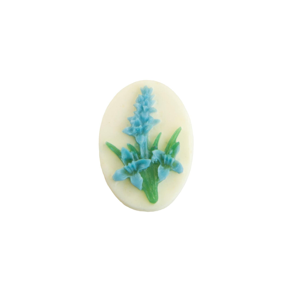 14x10mm Blue Gladiola Flower Acrylic Oval Cameos (4)