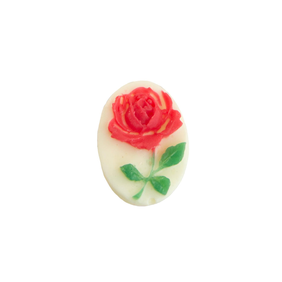 14x10mm Red Rose Flower Acrylic Oval Cameos (4)