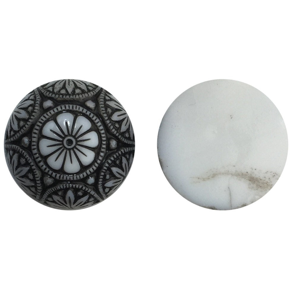 Preciosa White Mosaic Glass Cabochons with Black 18mm (1) cab756L