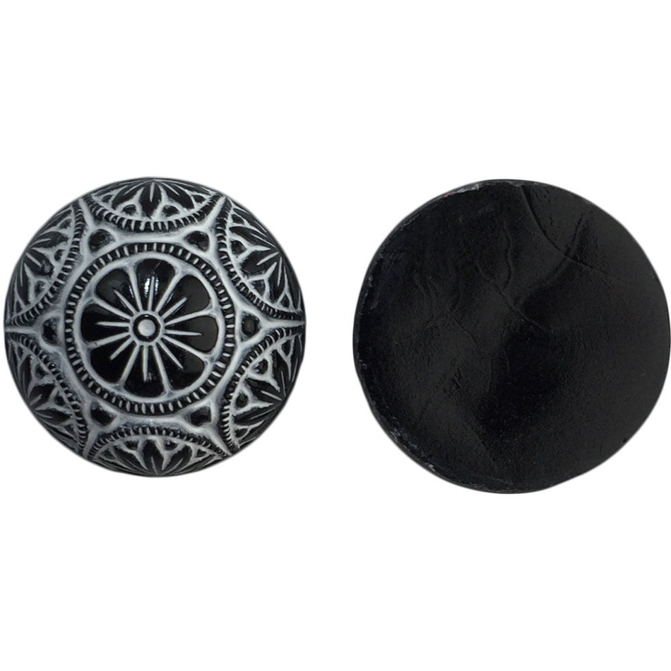 Preciosa Black Mosaic Glass Cabochons with White 18mm (1) cab756