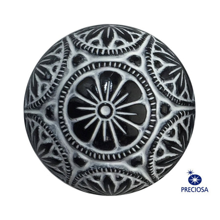 Preciosa Black Mosaic Glass Cabochons with White 18mm (1) cab756
