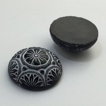 Preciosa Black Mosaic Glass Cabochons with White 18mm (1) cab756