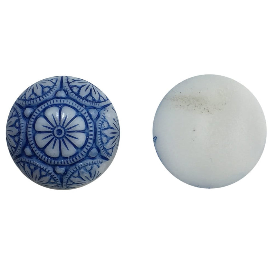 Preciosa White Mosaic Glass Cabochons with Blue 18mm (1) cab756A