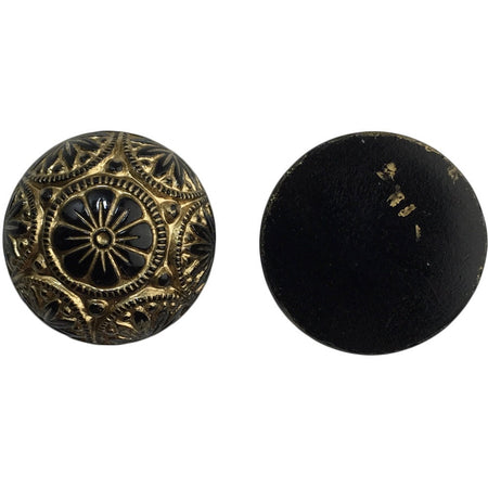 Preciosa Black Mosaic Glass Cabochons with Gold 18mm (1) cab756D