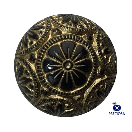 Preciosa Black Mosaic Glass Cabochons with Gold 18mm (1) cab756D
