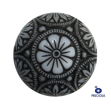 Preciosa White Mosaic Glass Cabochons with Black 18mm (1) cab756L