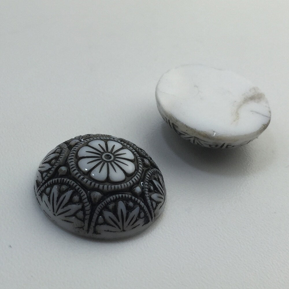 Preciosa White Mosaic Glass Cabochons with Black 18mm (1) cab756L