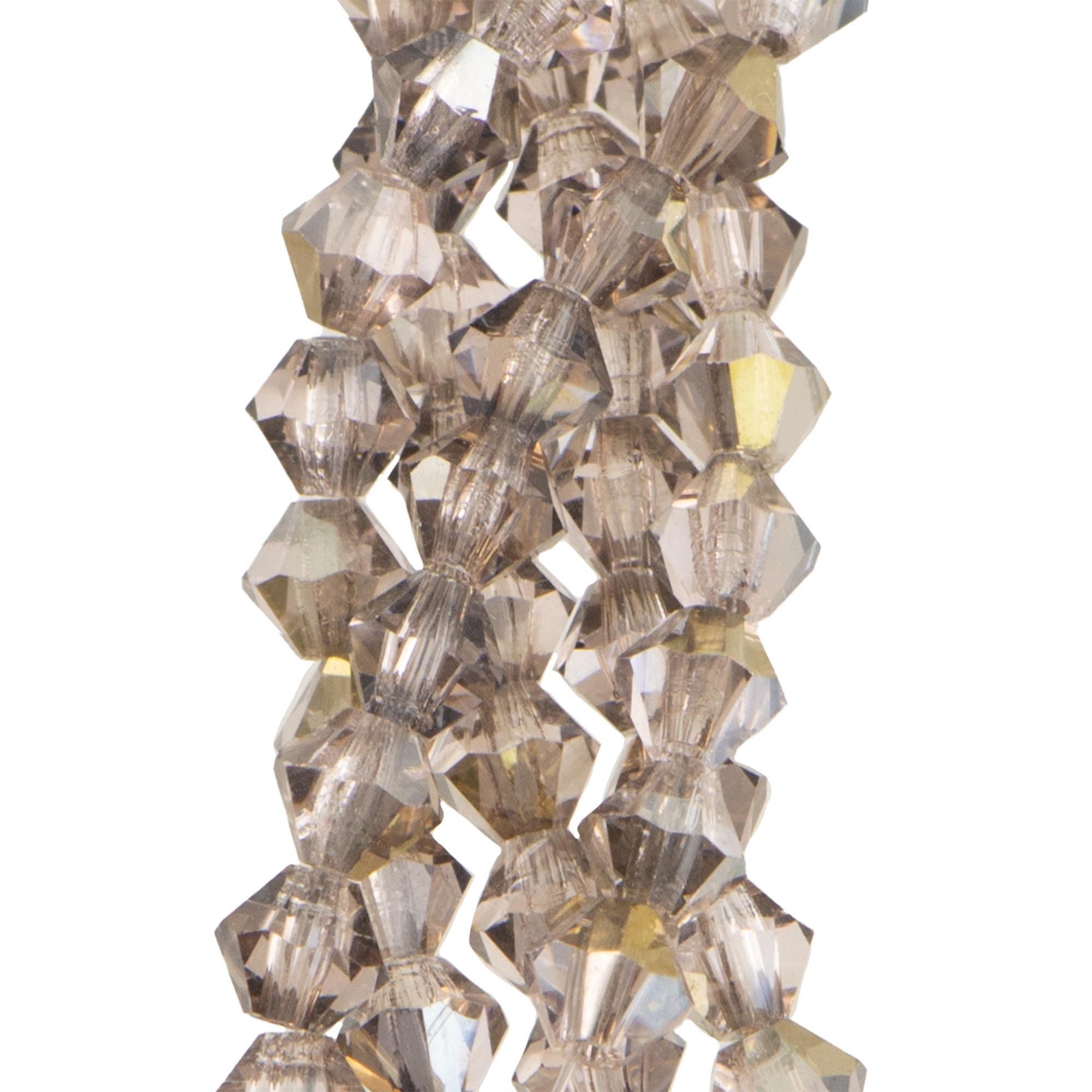 4mm Hematite Luster Rosaline Czech Faceted Bicone Glass Beads (50)