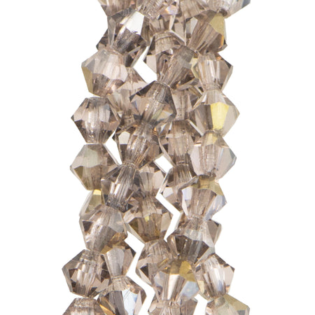 4mm Hematite Luster Rosaline Czech Faceted Bicone Glass Beads (50)