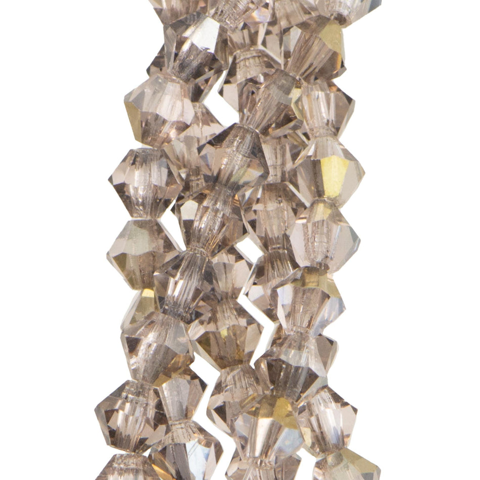 4mm Hematite Luster Rosaline Czech Faceted Bicone Glass Beads (50)