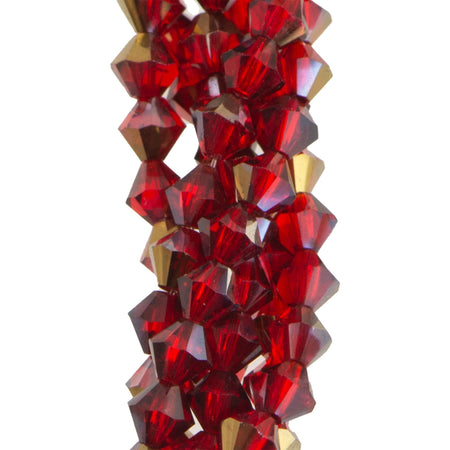 4mm Hematite Luster Siam Ruby Czech Faceted Bicone Glass Beads (50)