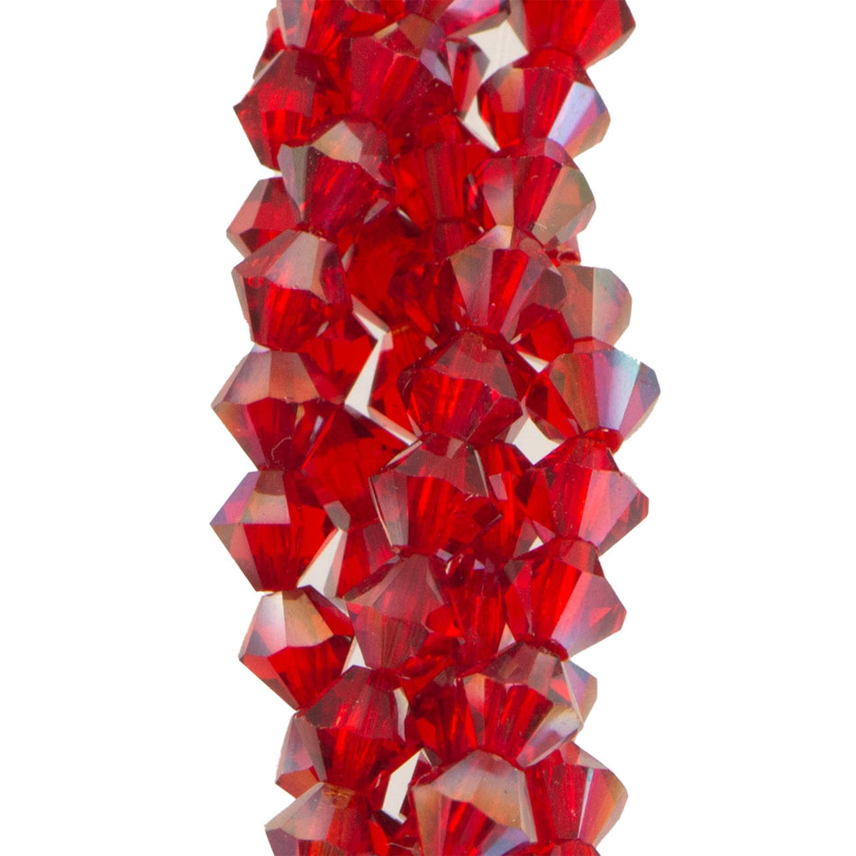 4mm Siam Ruby Celsian Czech Faceted Bicone Glass Beads (50)
