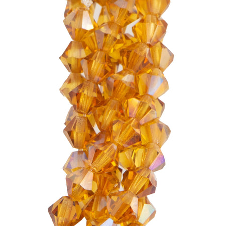 4mm Topaz Celsian Czech Faceted Bicone Glass Beads (50)