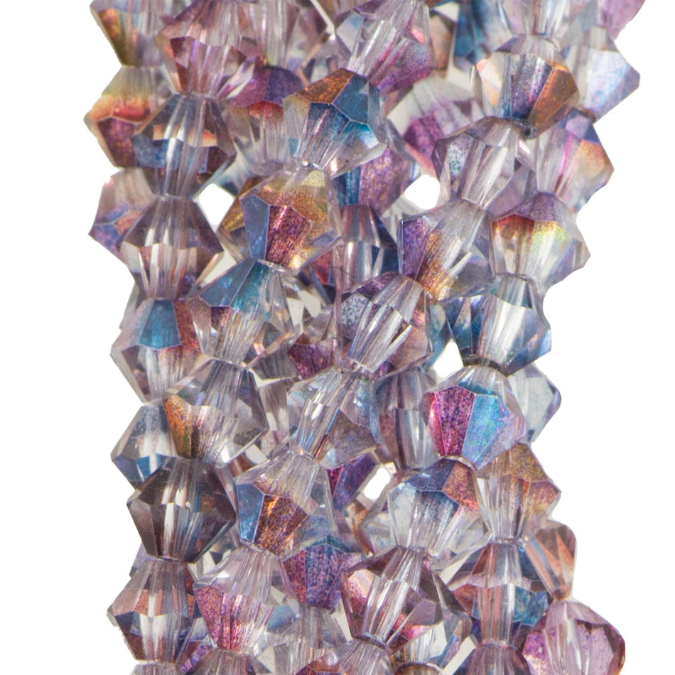 4mm Luster Amethyst Blue Crystal Czech Faceted Bicone Glass Beads (50)
