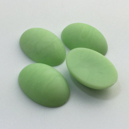 Vintage Matte Green Swirled Domed Cabochons Italy 18mm x 13mm (4) cab652E