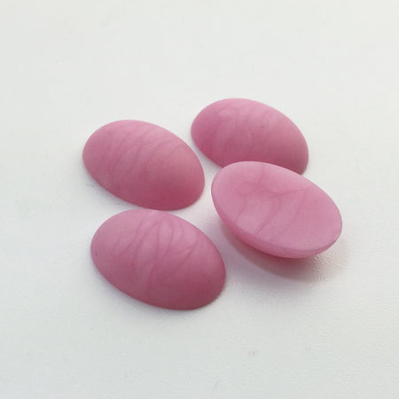 Vintage Matte Pink Swirled Domed Cabochons Italy 18mm x 13mm (4) cab652G