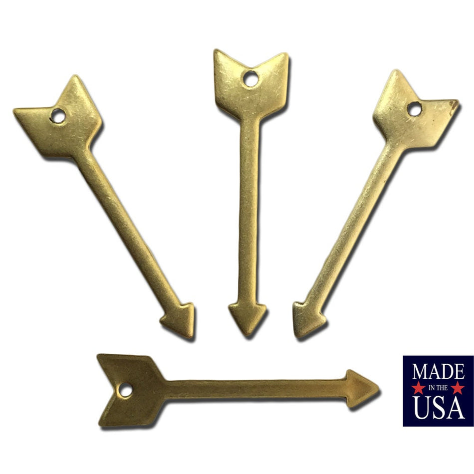 Raw Brass 1 Hole Arrow Charm Pendant (8) mtl409B