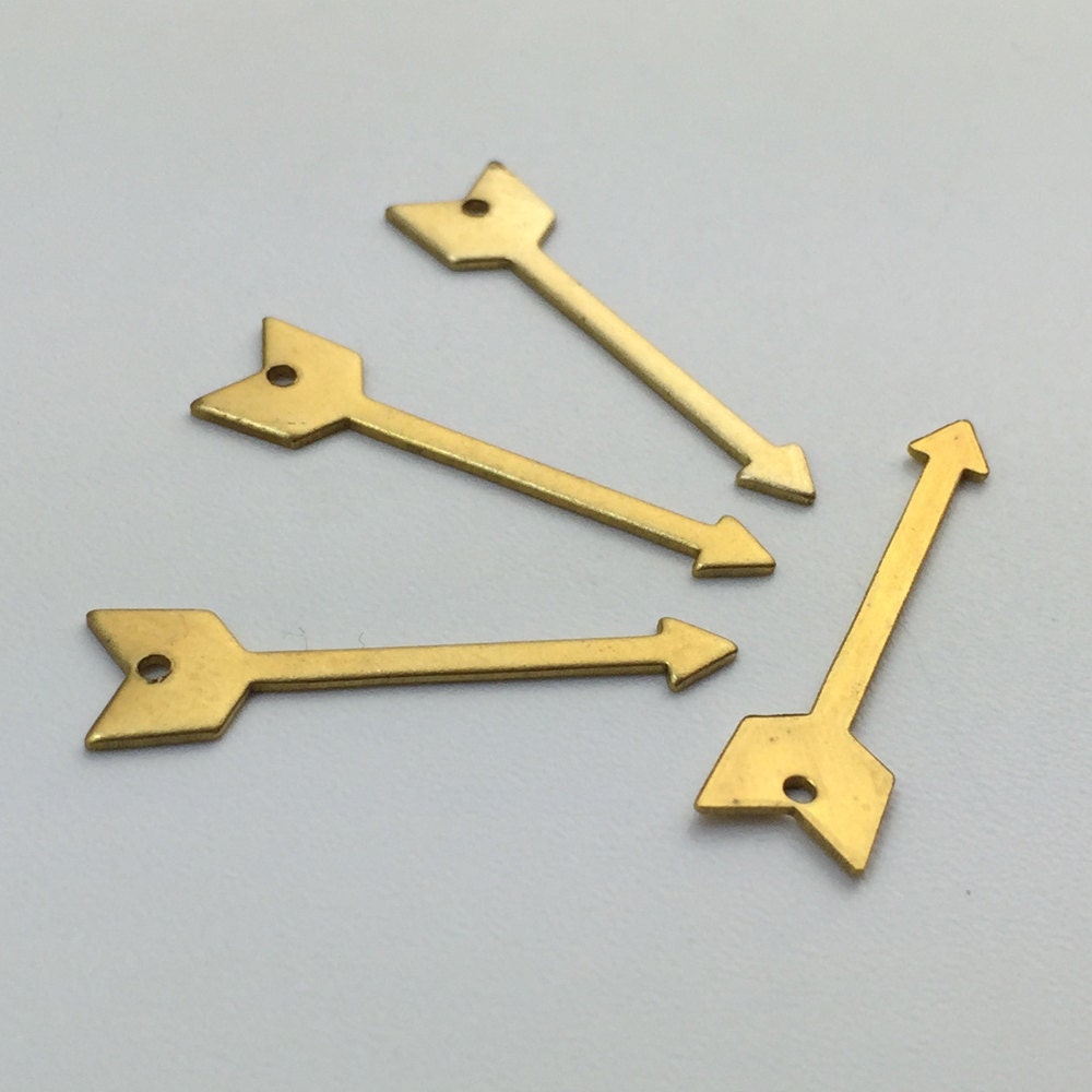 Raw Brass 1 Hole Arrow Charm Pendant (8) mtl409B