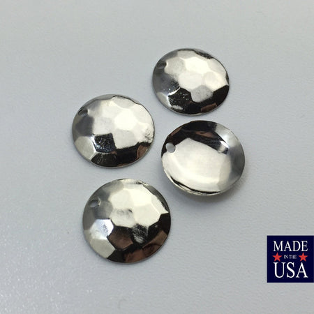 1 Hole Silver Plated Hammered Dapped Charm Drop 13mm (8) mtl425B