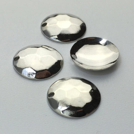 1 Hole Silver Plated Hammered Dapped Charm Drop 13mm (8) mtl425B