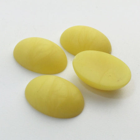 Vintage Matte Yellow Swirled Domed Cabochons Italy 18mm x 13mm (4) cab652H