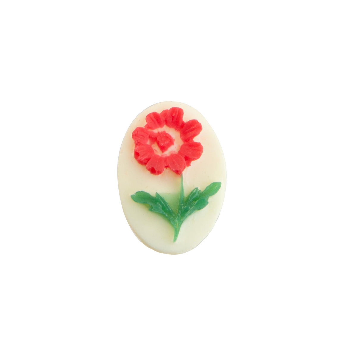 14x10mm Red Cosmos Flower Acrylic Oval Cameos (4)
