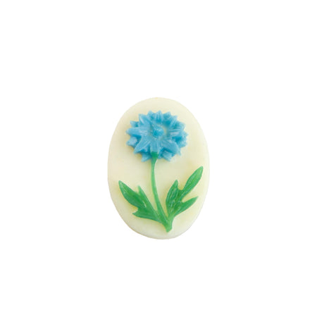 14x10mm Blue Dahlia Flower Acrylic Oval Cameos (4)