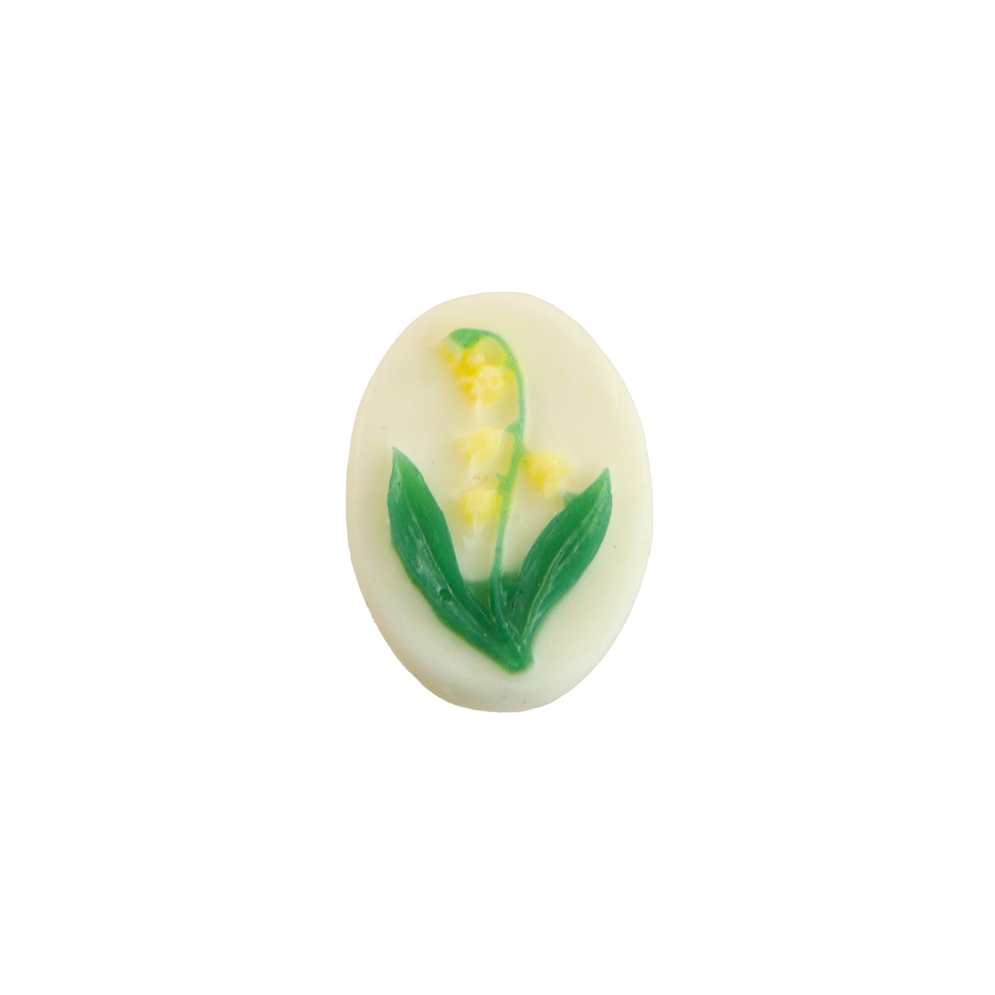 14x10mm Yellow Lily of the Valley Flower Acrylic Oval Cameos (4)