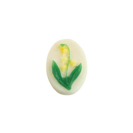 14x10mm Yellow Lily of the Valley Flower Acrylic Oval Cameos (4)