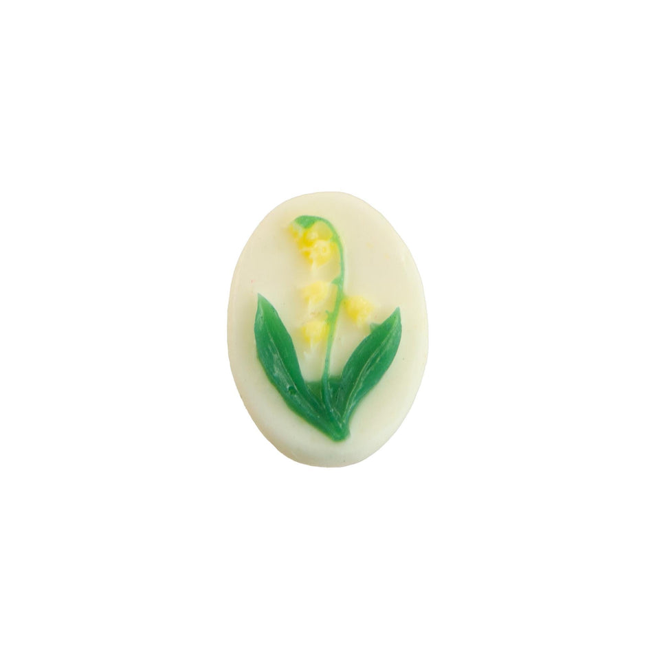 14x10mm Yellow Lily of the Valley Flower Acrylic Oval Cameos (4)